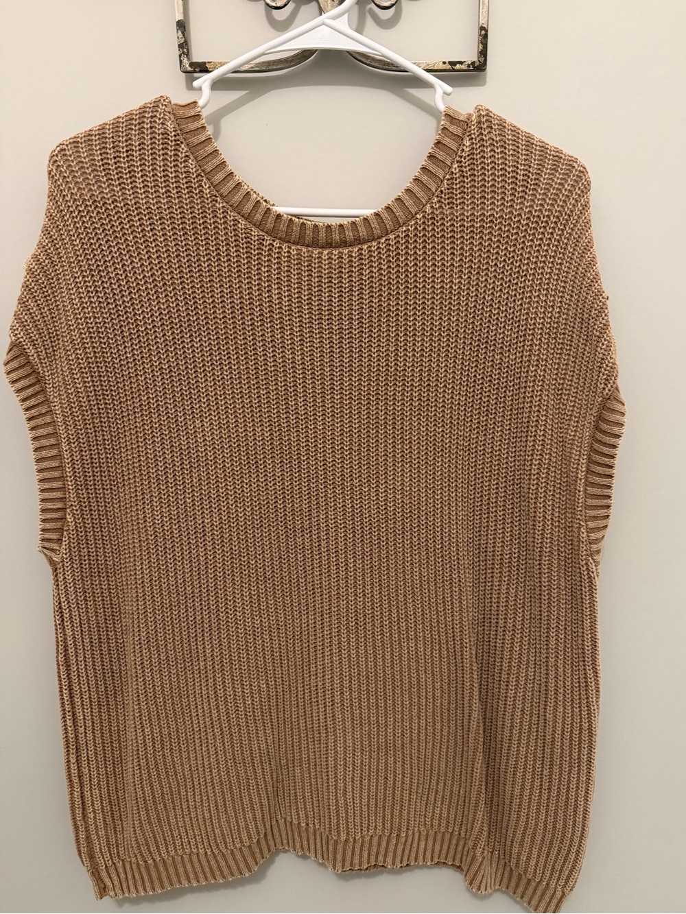 Blu Pepper Sleeveless Crewneck Sweater Vest in Camel